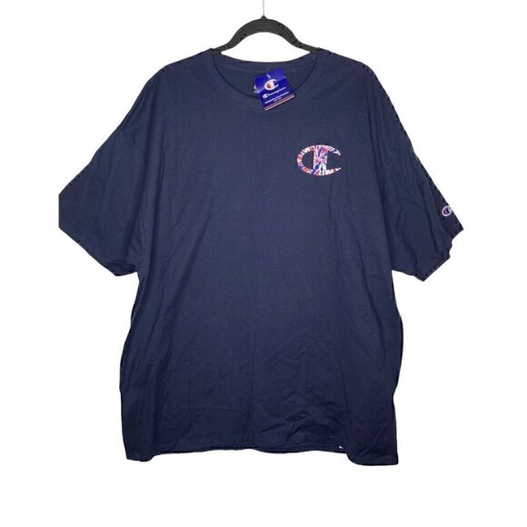 NEW Champion Shirt Size 2XL Men's Short Sleeve Multicolor T-Shirt Logo Blue - Picture 1 of 7
